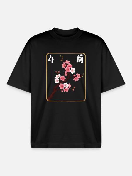 Mahjong-Blumenfliese 4 - Boxy Heavyweight Unisex Organic T-Shirt von Stanley/Stella - Schwarz