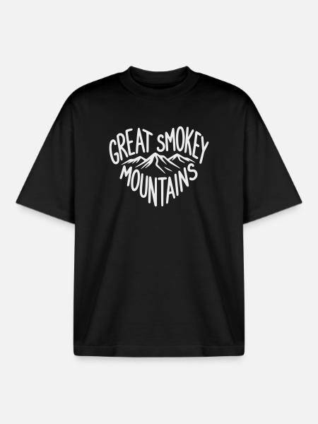 Great Smoky Mountains Heart - Boxy Heavyweight Unisex Organic T-Shirt by Stanley/Stella - black