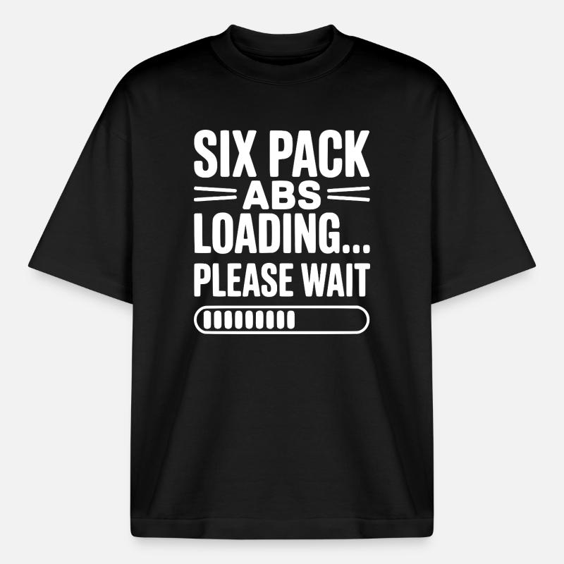 Sixpack Abs lädt... Bitte warten Sie - Boxy Heavyweight Unisex Organic T-Shirt von Stanley/Stella - Schwarz