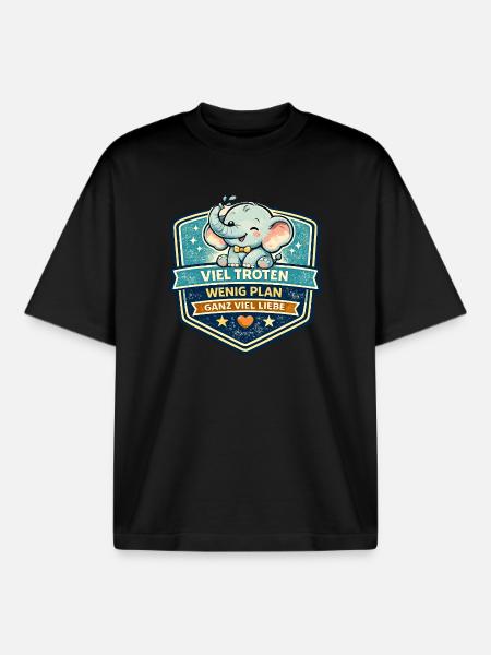Süßer Elefanten-Patch mit Motto - Boxy Heavyweight Unisex Organic T-Shirt von Stanley/Stella - Schwarz