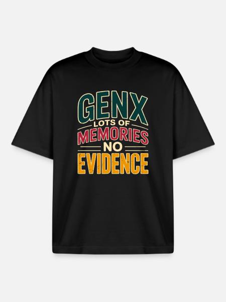 GenX Memories – No Evidence - Boxy Heavyweight Unisex Organic T-Shirt by Stanley/Stella - black