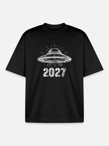 Vaisseau spatial blanc - T-shirt unisexe boxy épais biologique Stanley/Stella - noir