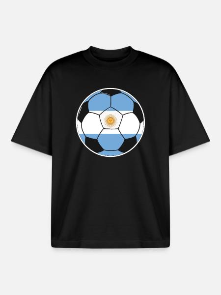 Fußball – Team Argentinien - Boxy Heavyweight Unisex Organic T-Shirt von Stanley/Stella - Schwarz