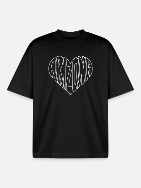 Arizona Heart Typo - Boxy Heavyweight Unisex Organic T-Shirt by Stanley/Stella - black