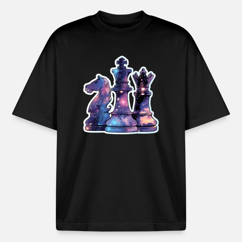 Pièces d’échecs dans l’espace – Galaxy Nebe - T-shirt unisexe boxy épais biologique Stanley/Stella - noir
