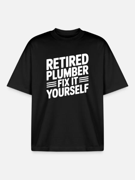 Retired Plumber Fix it Yourself - Boxy Heavyweight Unisex Organic T-Shirt by Stanley/Stella - black