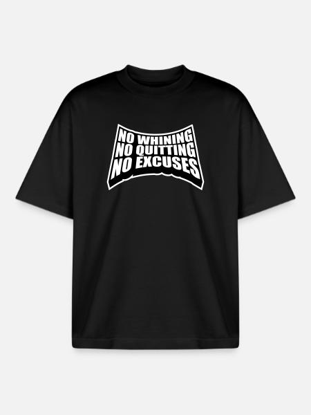 No Whining No Quitting No Excuses Gym Motivation - Boxy Heavyweight Unisex Organic T-Shirt by Stanley/Stella - black