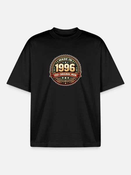 1996 Original Man Badge - Boxy Heavyweight Unisex Organic T-Shirt by Stanley/Stella - black