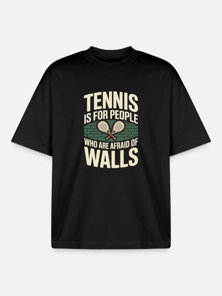 Padel Tennis Is For People Who Are Afraid Of Walls - Boxy Heavyweight Unisex Organic T-Shirt by Stanley/Stella - black