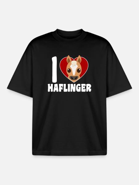 I love Haflinger heart - Boxy Heavyweight Unisex Organic T-Shirt by Stanley/Stella - black