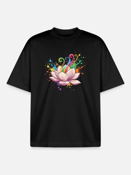 Leuchtende Lotusfarben Explosion - Boxy Heavyweight Unisex Organic T-Shirt von Stanley/Stella - Schwarz