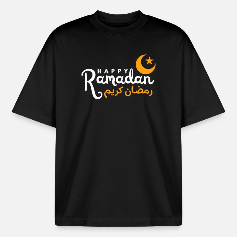 Ramadan Night Crescent Script - Boxy Heavyweight Unisex Organic T-Shirt by Stanley/Stella - black