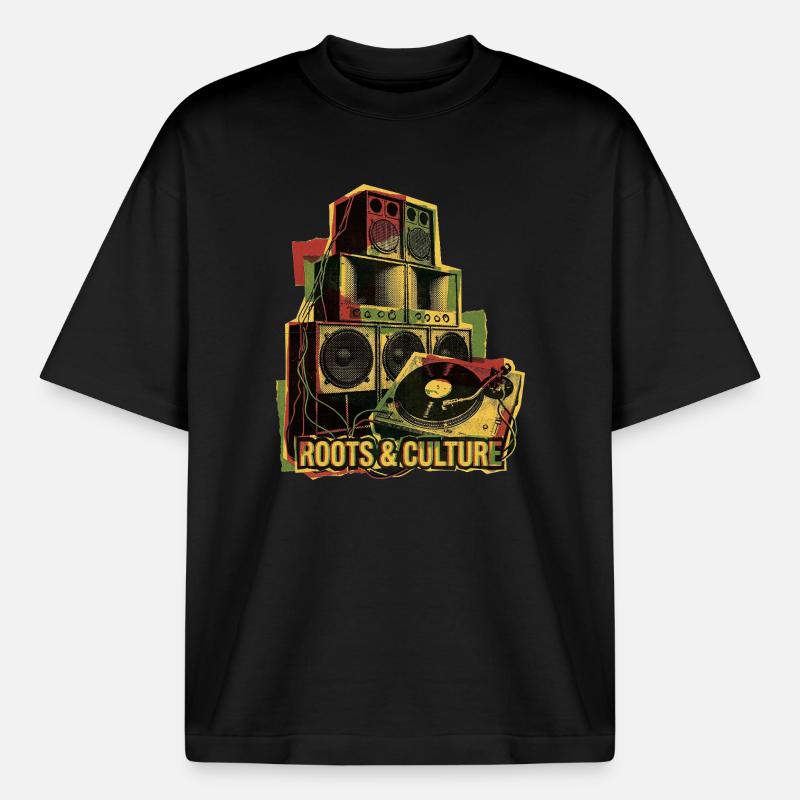 Système de son Roots Reggae Dub - T-shirt unisexe épais coupe boxy Stanley/Stella - noir