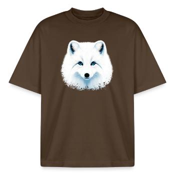 Renard polaire - T-shirt unisexe boxy épais biologique Stanley/Stella - marron foncé - Devant - AI Model Male 185 light (185cm) & AI Model Female 172 dark (172cm)