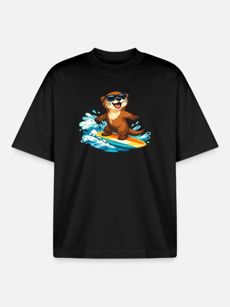 Otter Surfer Sonnenbrille - Boxy Heavyweight Unisex Organic T-Shirt von Stanley/Stella - Schwarz