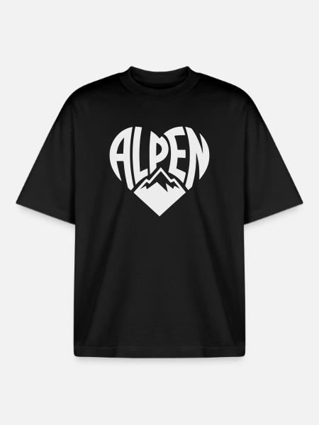 Alpen HerzTypo - Boxy Heavyweight Unisex Organic T-Shirt by Stanley/Stella - black