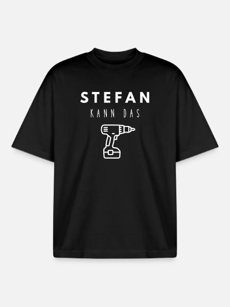 Stefan Name Handwerker Werkzeug Akkuschrauber - Boxy Heavyweight Unisex Organic T-Shirt von Stanley/Stella - Schwarz