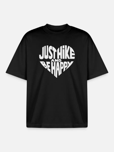 Juste randonner et être heureux design - T-shirt unisexe boxy épais biologique Stanley/Stella - noir