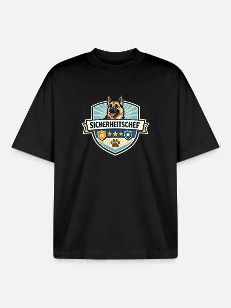Sicherheitschef Schäferhund Logo - Boxy Heavyweight Unisex Organic T-Shirt von Stanley/Stella - Schwarz