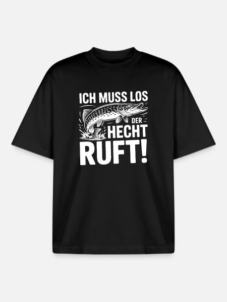 Hecht Angeln Humor - Boxy Heavyweight Unisex Organic T-Shirt von Stanley/Stella - Schwarz