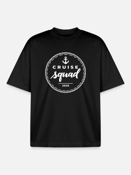 Croisière Squad Kreuzfahrt 2026 - T-shirt unisexe boxy épais biologique Stanley/Stella - noir
