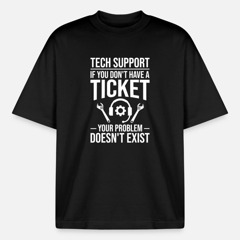 Tech Support Ticket Meme - Boxy Heavyweight Unisex Organic T-Shirt by Stanley/Stella - black