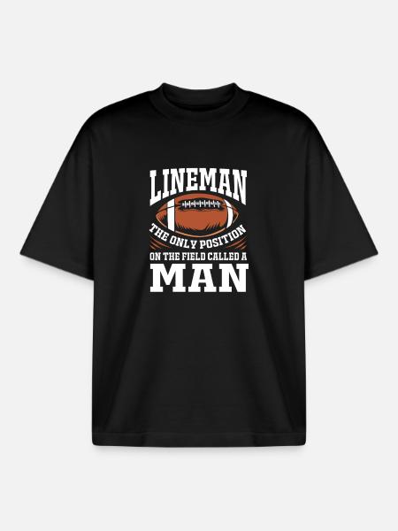 American Football Lineman - Boxy Heavyweight Unisex Organic T-Shirt by Stanley/Stella - black