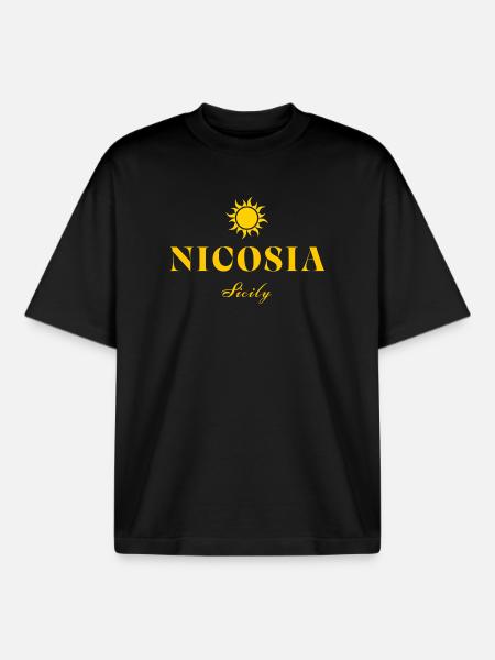 Nicosia Sicily Sun Crest - Boxy Heavyweight Unisex Organic T-Shirt by Stanley/Stella - black