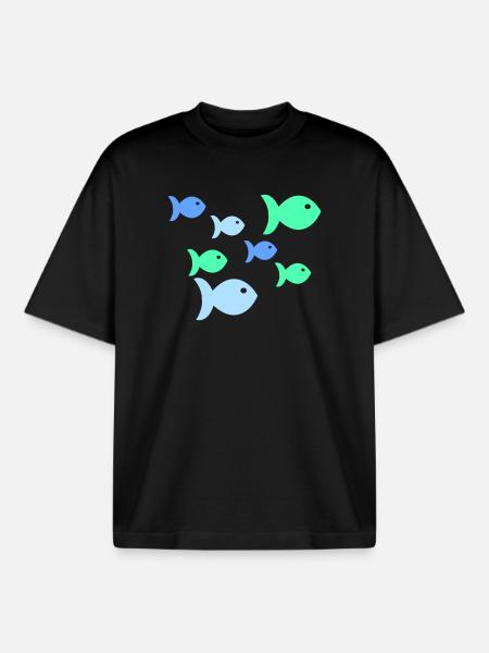 Pastel Fish Tropical Sea Fish - Boxy Heavyweight Unisex Organic T-Shirt by Stanley/Stella - black