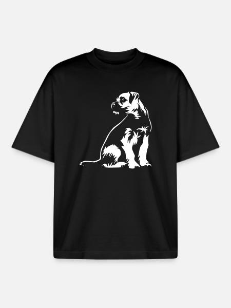 Border Terrier "Black Edition" - Boxy Heavyweight Unisex Organic T-Shirt by Stanley/Stella - black