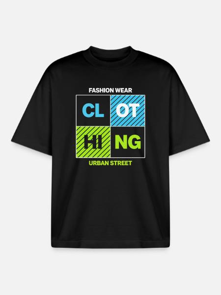 Neon Squares Urban Street Collage - Boxy Heavyweight Unisex Organic T-Shirt by Stanley/Stella - black