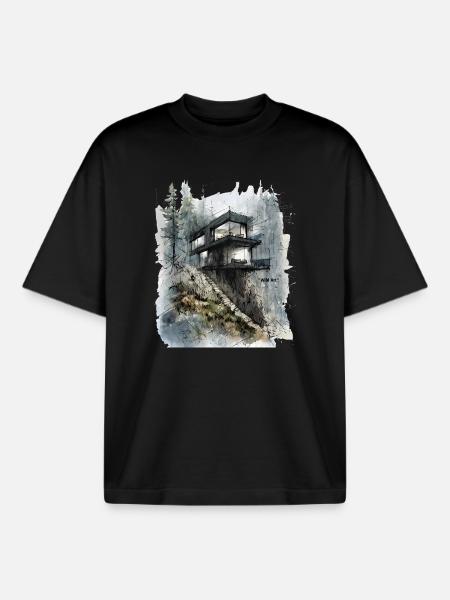 Waldglashütte auf der Klippe - Boxy Heavyweight Unisex Organic T-Shirt von Stanley/Stella - Schwarz
