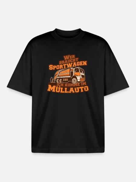 Müllauto Spruch - Boxy Heavyweight Unisex Organic T-Shirt von Stanley/Stella - Schwarz