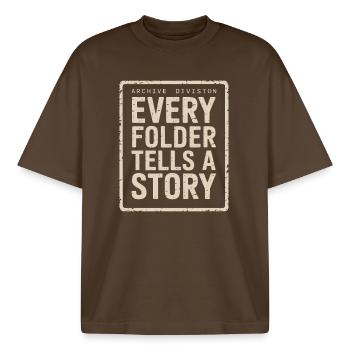 Every Folder Tells A Story - Boxy Heavyweight Unisex Organic T-Shirt by Stanley/Stella - mocha - Front - AI Model Male 185 light (185cm) & AI Model Female 172 dark (172cm)