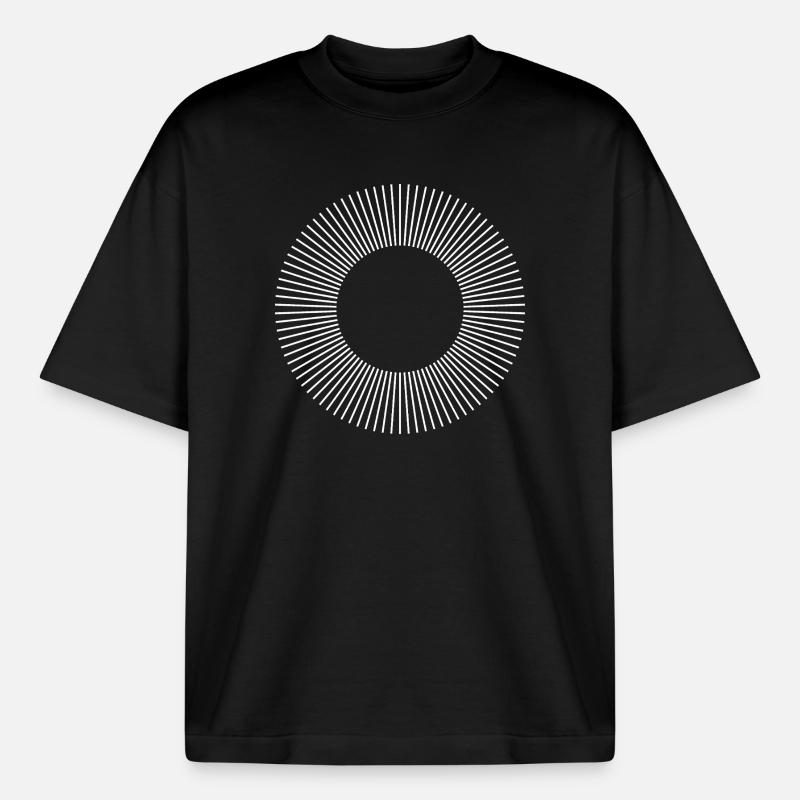 Geometric Sunburst Ring Pattern - Boxy Heavyweight Unisex Organic T-Shirt by Stanley/Stella - black