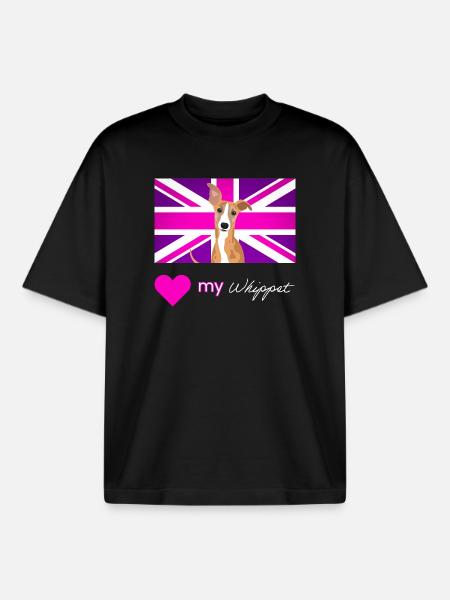 PURPLEWHIPPET (White text, Vibrant) - Boxy Heavyweight Unisex Organic T-Shirt by Stanley/Stella - black
