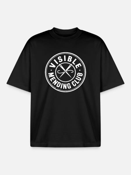 Visible Mending Club Visible Repair - Boxy Heavyweight Unisex Organic T-Shirt by Stanley/Stella - black