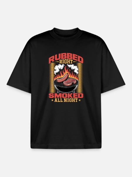 BBQ Grilling Meat Smoking Barbecue - Boxy Heavyweight Unisex Organic T-Shirt by Stanley/Stella - black