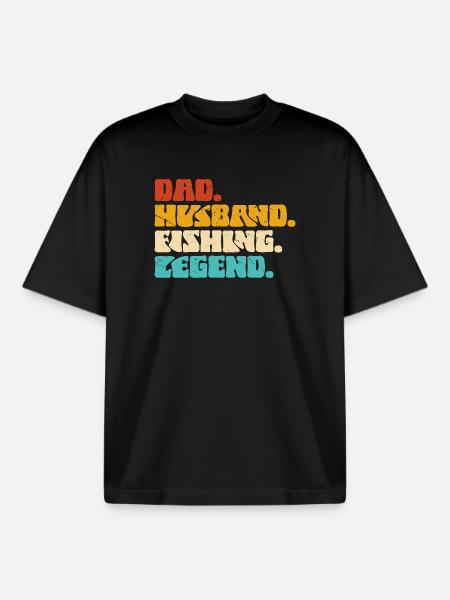 Papa Ehemann Angler Legende - Boxy Heavyweight Unisex Organic T-Shirt von Stanley/Stella - Schwarz