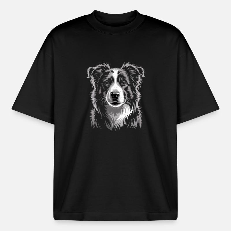 Boder Collie - Boxy Heavyweight Unisex Organic T-Shirt von Stanley/Stella - Schwarz