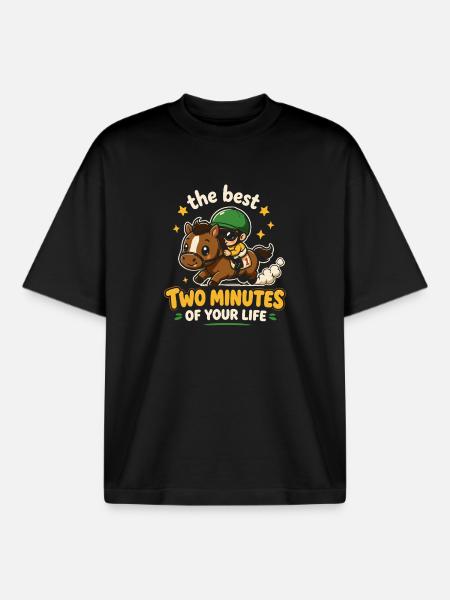 Cartoonpferd Sprintrennen - Boxy Heavyweight Unisex Organic T-Shirt von Stanley/Stella - Schwarz
