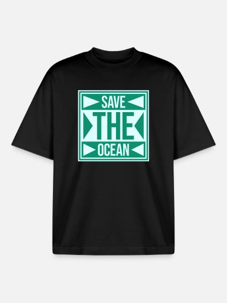 Déclaration environnementale pour l’activisme Sauver l’océan - T-shirt unisexe boxy épais biologique Stanley/Stella - noir