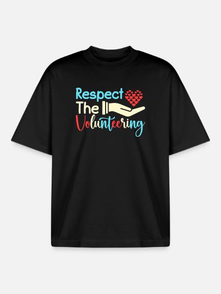 Volunteer Appreciation Respect The Volunteer - Boxy Heavyweight Unisex Organic T-Shirt by Stanley/Stella - black
