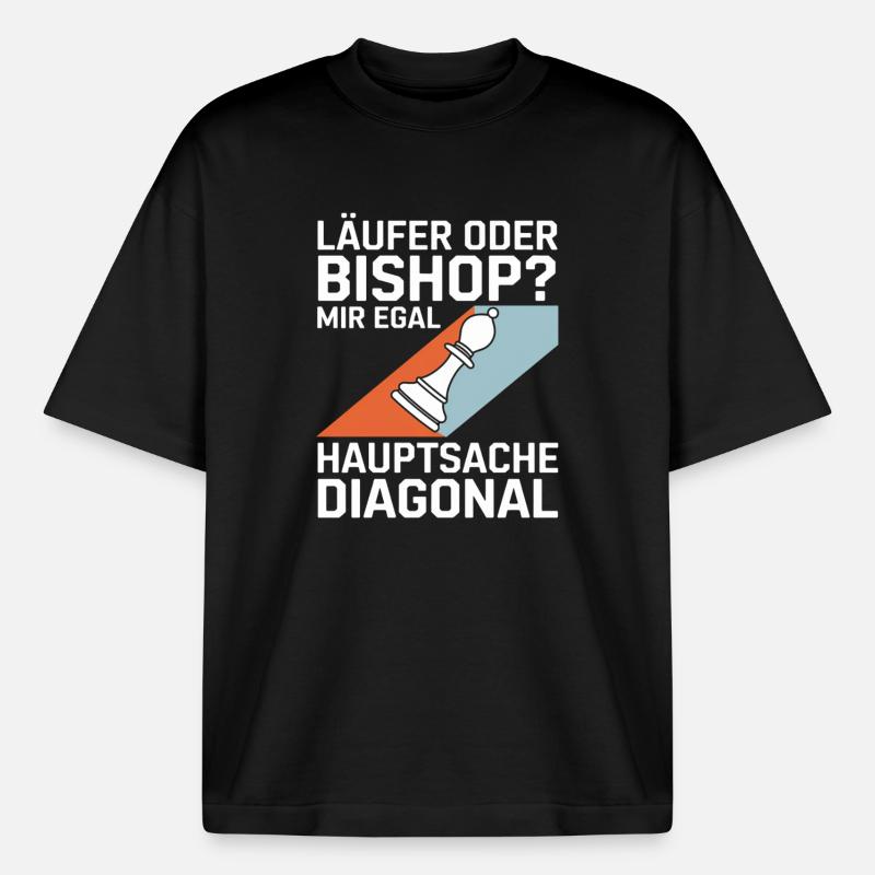 Läufer oder Bishop? Diagonal-Humor - Boxy Heavyweight Unisex Organic T-Shirt von Stanley/Stella - Schwarz