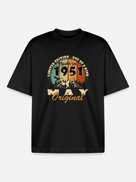 1951 Made in May Original - Boxy Heavyweight Unisex Organic T-Shirt by Stanley/Stella - black
