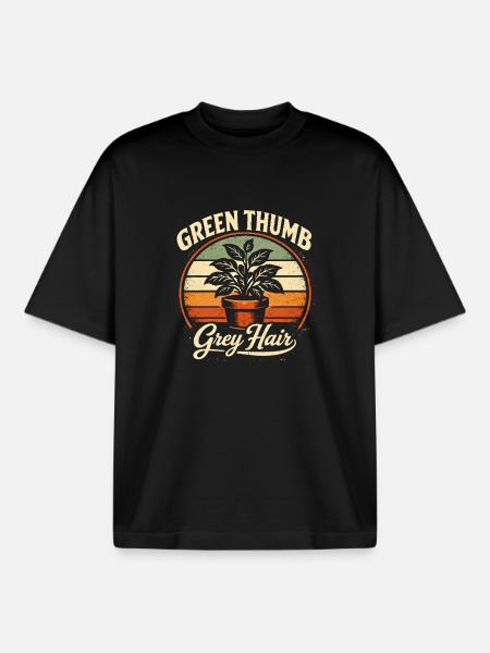 Grüner Daumen, graues Haar | Garten - Boxy Heavyweight Unisex Organic T-Shirt von Stanley/Stella - Schwarz
