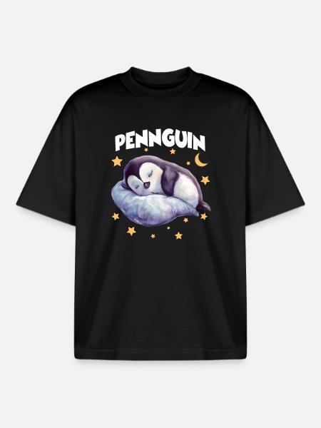 PennguinPinguin Pyjama Pennguin Langschläfer - Boxy Heavyweight Unisex Organic T-Shirt von Stanley/Stella - Schwarz