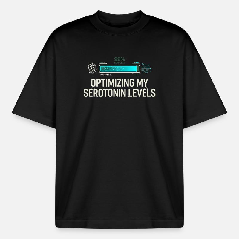 Serotonin Optimizing - Boxy Heavyweight Unisex Organic T-Shirt von Stanley/Stella - Schwarz