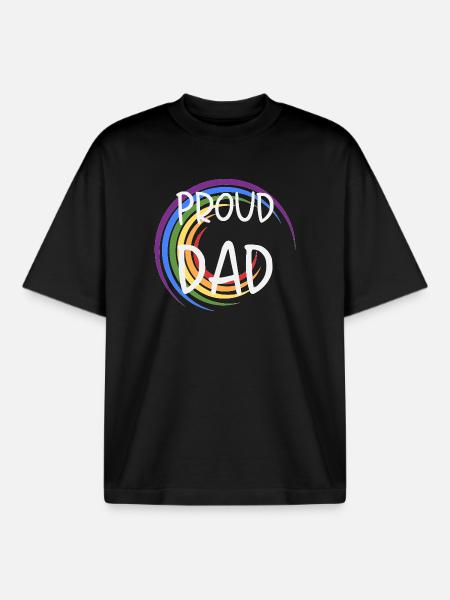 Proud Dad LGBTQ Rainbow Family - Boxy Heavyweight Unisex Organic T-Shirt by Stanley/Stella - black