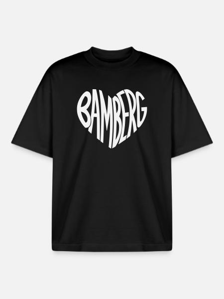 Bamberg Heart Typo - Boxy Heavyweight Unisex Organic T-Shirt by Stanley/Stella - black